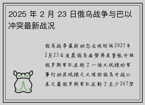 2025 年 2 月 23 日俄乌战争与巴以冲突最新战况