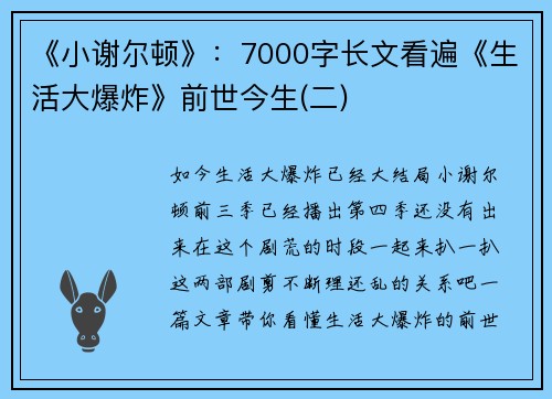 《小谢尔顿》：7000字长文看遍《生活大爆炸》前世今生(二)